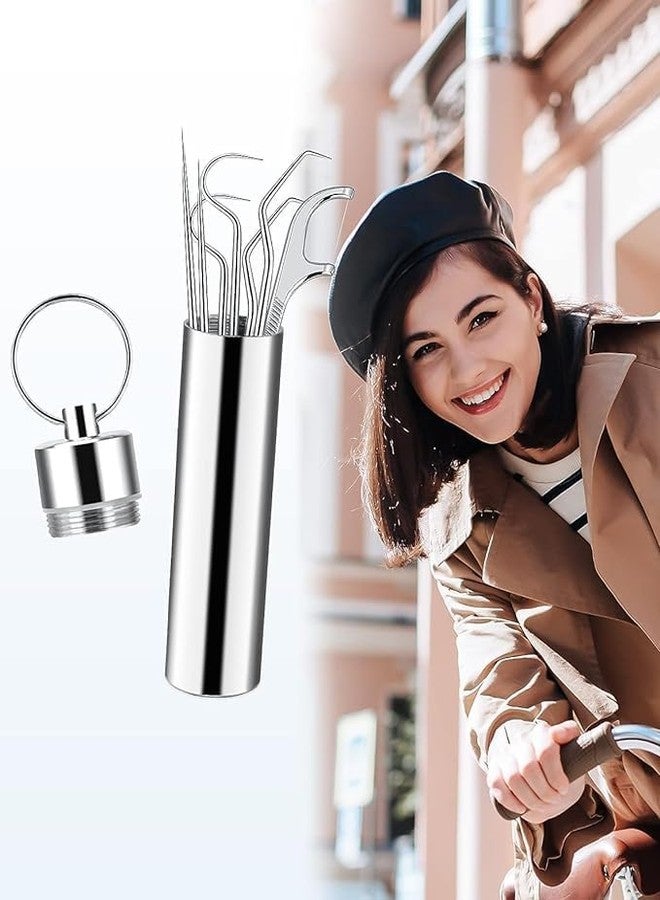 RUPAKADA 7 in 1 Teeth Cleaning Tool Kit - Portable Stainless Steel Dental Tools for Outdoor Camping, Travel, and Braces Maintenance - Toothpicks Pocket Set with Holder - Image 4